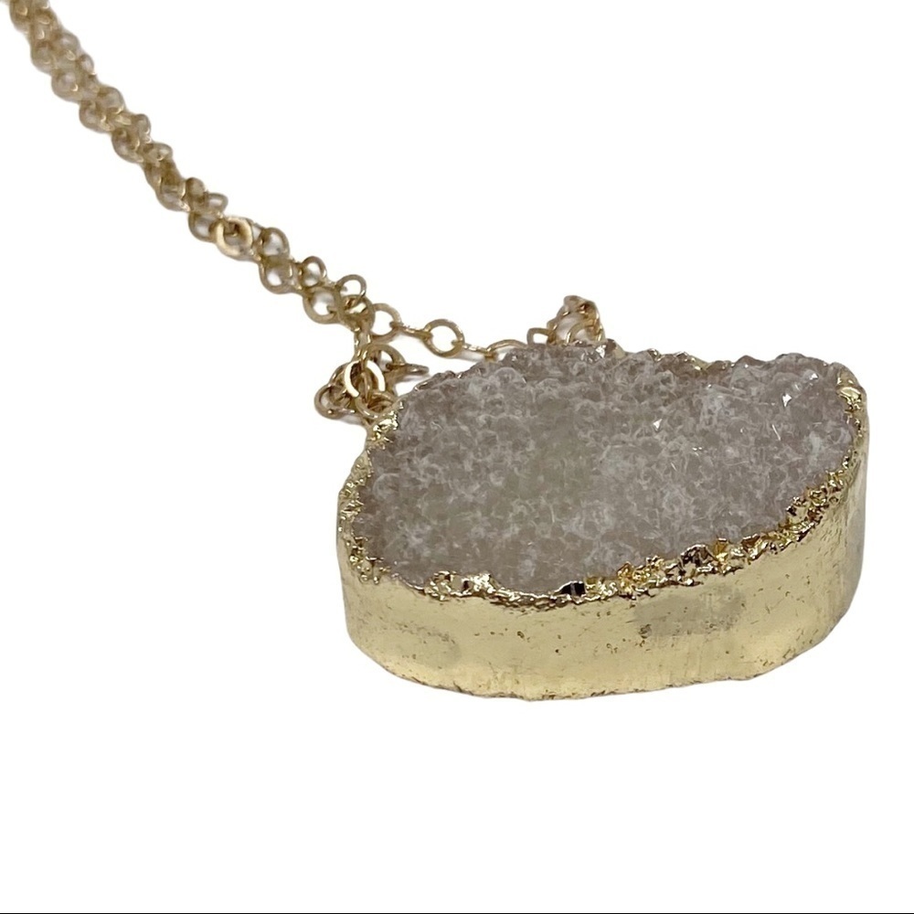 Max & Zoe White Druzy Crystal Gold Tone Necklace - Picture 5 of 5